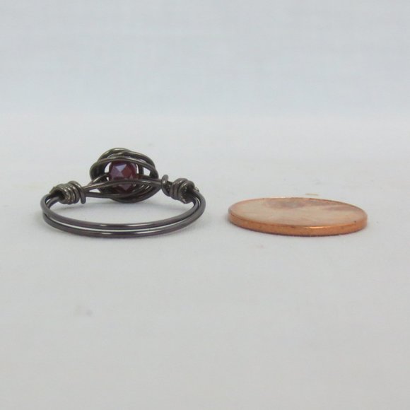 New Copper Wrapped Red Crystal Hand Crafted Ring - Picture 7 of 9